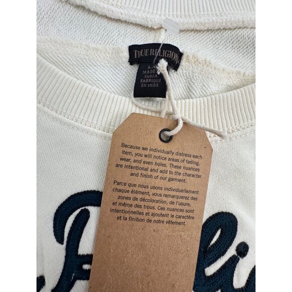 True Religion Womens L Cream Sweatshirt Casual Long Sleeve Soft Cozy Comfy Y2K - Picture 11 of 16